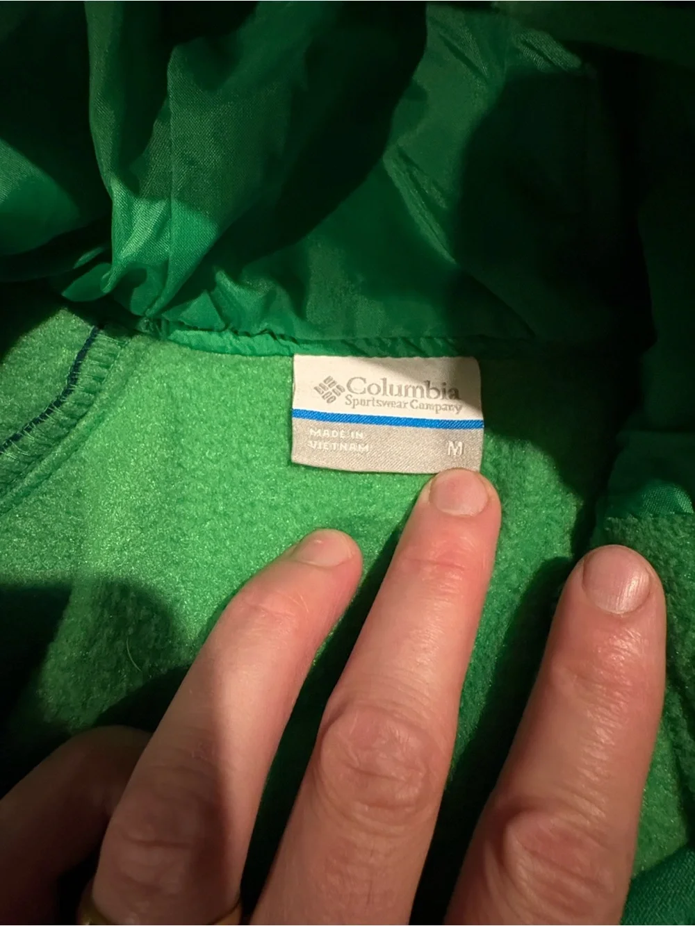 Columbia Fleece Vest Green Outdoor Zip Up Pockets Men’s Size:Medium